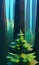 Low poly fir tree in a forest - digital painting