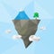 Low poly floating island in the air with iceberg