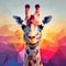 Low Poly Giraffe Portrait In Surreal Style