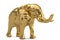 Low poly golden elephant isolated on white background 3D illustration.