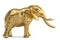 Low poly golden elephant isolated on white background 3D illustration.