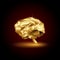 Low poly golden human brain. Abstract anatomy organ. Vector 3D polygon Gold Brain.