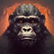 Low Poly Gorilla Portrait In Surreal Style