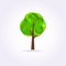 Low poly green tree icon illustration.