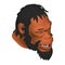 Low poly head of a Neanderthal man. Polygonal head of a prehistoric man. Isometric view. 3D. Vector illustration