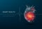 Low poly human heart, cardiology or cardiac health