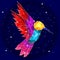 Low poly Hummingbird with Galaxy background.