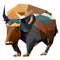 Low poly illustration of a buffalo in a low poly style. Vector illustration generative AI