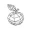 Low poly illustration of a tasty apple. Vector. Outline drawing. Retro style. Background, symbol, emblem for the interior.