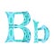 Low poly letter B in blue mosaic polygon