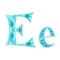 Low poly letter E in blue mosaic polygon