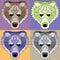Low poly lined bears set