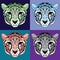 Low poly lined cheetah set