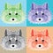 Low poly lined foxes set