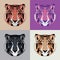 Low poly lined tigers set