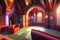 Low poly: magic castle, interior, wide angle, Ai generated