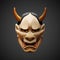 Low poly mask Noh theater Hannya Side light