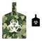 Low-Poly Mosaic Biohazard Bottle Icon in Camo Military Color Hues