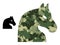 Low-Poly Mosaic Chess Horse Icon in Khaki Military Colors