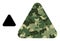 Low-Poly Mosaic Rounded Triangle Icon in Camouflage Military Color Hues