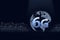 Low poly network hologram 6G, earth with digital line on dark blue background. The concept of 6G network, high-speed mobile