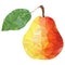 Low poly pear on white background. Low Poly Vector illustration.