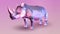 Low poly rhinoceros on pink background