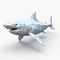 Low Poly Shark 3d Model With Matte Photo Style And White Background