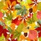 Low poly style. Realistic autumn leaves. Seamless pattern Vector illustration
