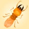Low poly termite with soft orange back ground,cartoon style,Abstract vector illustration