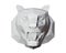Low poly tiger head in full face, gray color