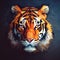 Low Poly Tiger Portrait In Surreal Style