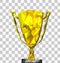 Low poly trophy transparent background with tra, champion,winner concept,Vector.