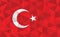 Low poly Turkey flag vector illustration. Triangular Turkish flag graphic. Turkey country flag is a symbol of independence