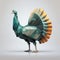 a low poly turkey on a white background