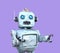 Low poly walking retro robot isolated on purple background