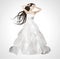 Low poly wedding dress glittering with sequins beautiful bride w