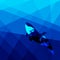 Low poly whale blue on low poly abstract ocean background