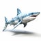 Low Polygon Blue And White Shark Model With Motion Blur Style