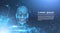 Low Polygon Human Face Wireframe Mash On Blue Template Background With Copy Space