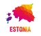 Low polygonal map of Republic of Estonia Eesti Vabariik with E