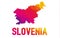 Low polygonal map of Republic of Slovenia - Slovenija with Slov