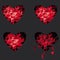 Low polygonal of red heart that is crushed to pieces