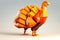 a low polygonal turkey standing on a white background