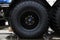 Low pressure tires, with automatic tire pumping system. Extreme patency. Giant Wheels of an all-terrain vehicle. ATV