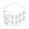 Low-rise building icon, isometric 3d style
