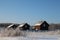 Low-rise houses cottages in the winter  village brought snow recreation center