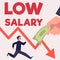 Low salary and falling wages in the economic crisis flat vector isolated.