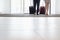 Low section of business people standing at doorway in convention center