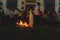 Low-speed photography shows worshipers entering the Matriz church on Hallelujah Saturday night in Valenca, Bahia